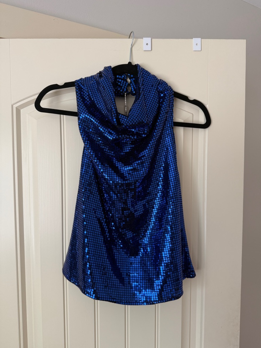 Zara Electric Blue Sequin Cowl Neck Camisole